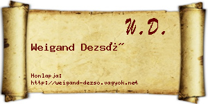 Weigand Dezső névjegykártya